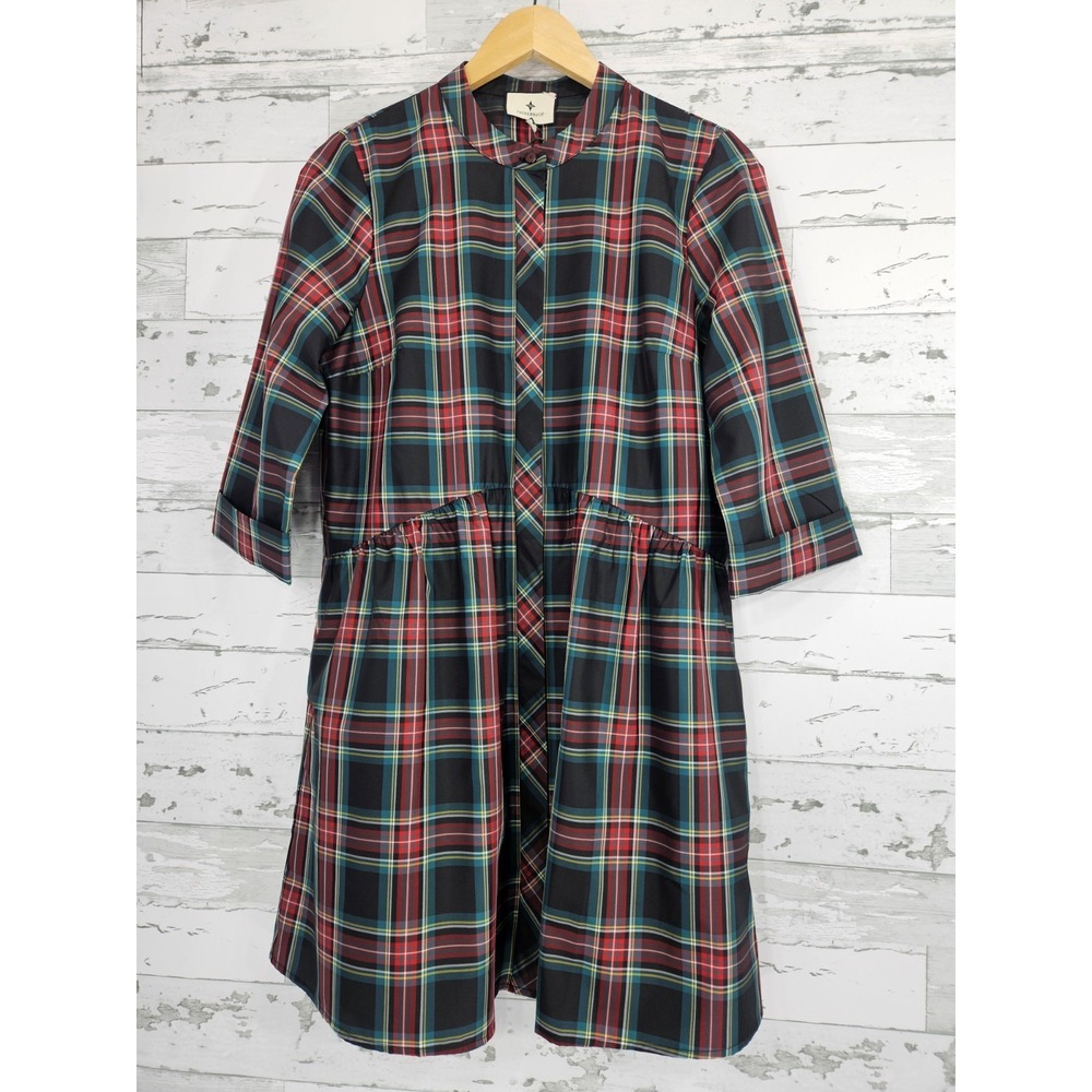 Tuckernuck Womens M Highland Tartan Royal Shirt Dress Green